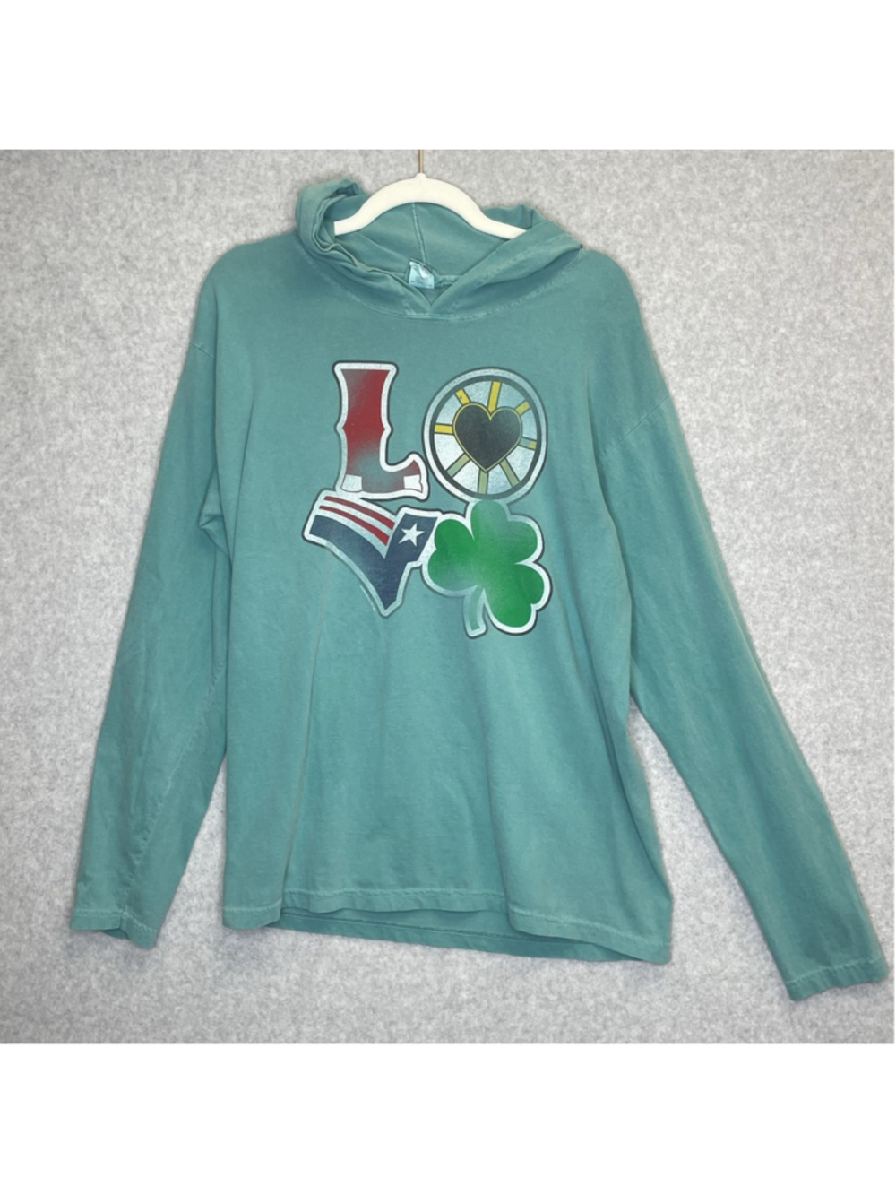 Comfort Colors Boston Irish Love Hooded Long Sleeve T-Shirt Adult Medium